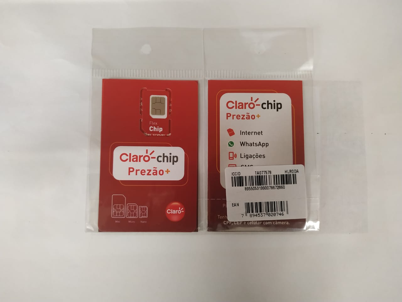  - Chips - Central - unidade    Cod. CHIP CLARO COM RECARGA